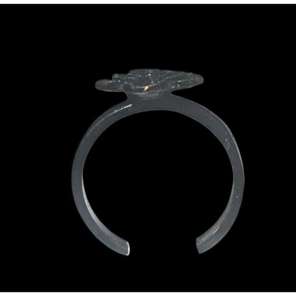 Gothic Casual Black Floral Fashion Ring Size 8 1/2 - Picture 9 of 11